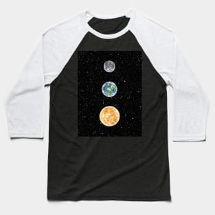 Moon Earth Sun Baseball T-Shirt